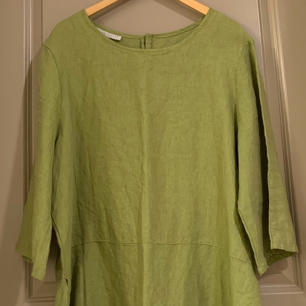 Bryn Walker Linen Bre Cross Dyed Round Neck Lagenlook Tunic Top Size 1X - Picture 9 of 15